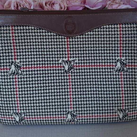 Mark Cross vintage Zippered pouch clutch houndstooth print - Picture 11 of 15